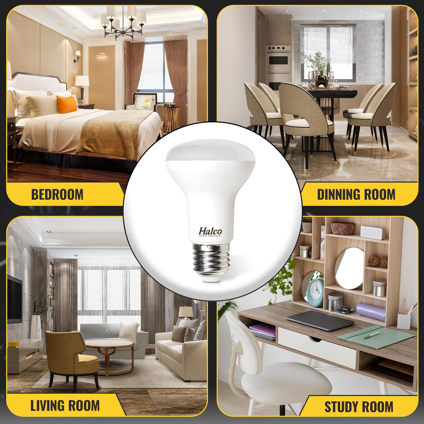 Halco Lighting Technologies BR20 LED Bulb, Flood Light Bulb, R20, 500 Lumens, 7 Watts, Dimmable, 25,000 Hour Lifespan, 80+ CRI, E26 Base, White (3000K