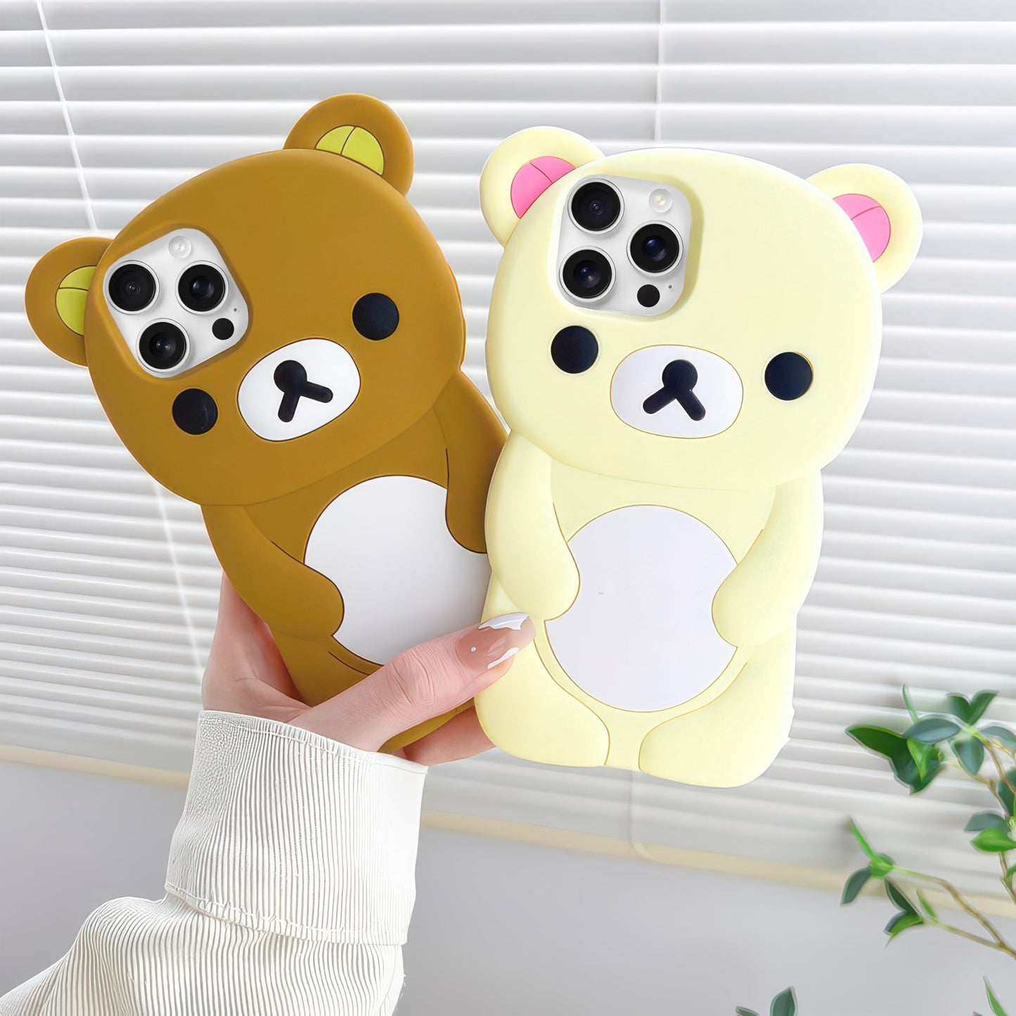 IAIYOXI Soft Silicone Bear Case for iPhone 15 Pro Max, Cute 3D Cartoon Teddy Bear Designed, Protective Lovely Fun Adorable Fashion Phone Case, Kawaii