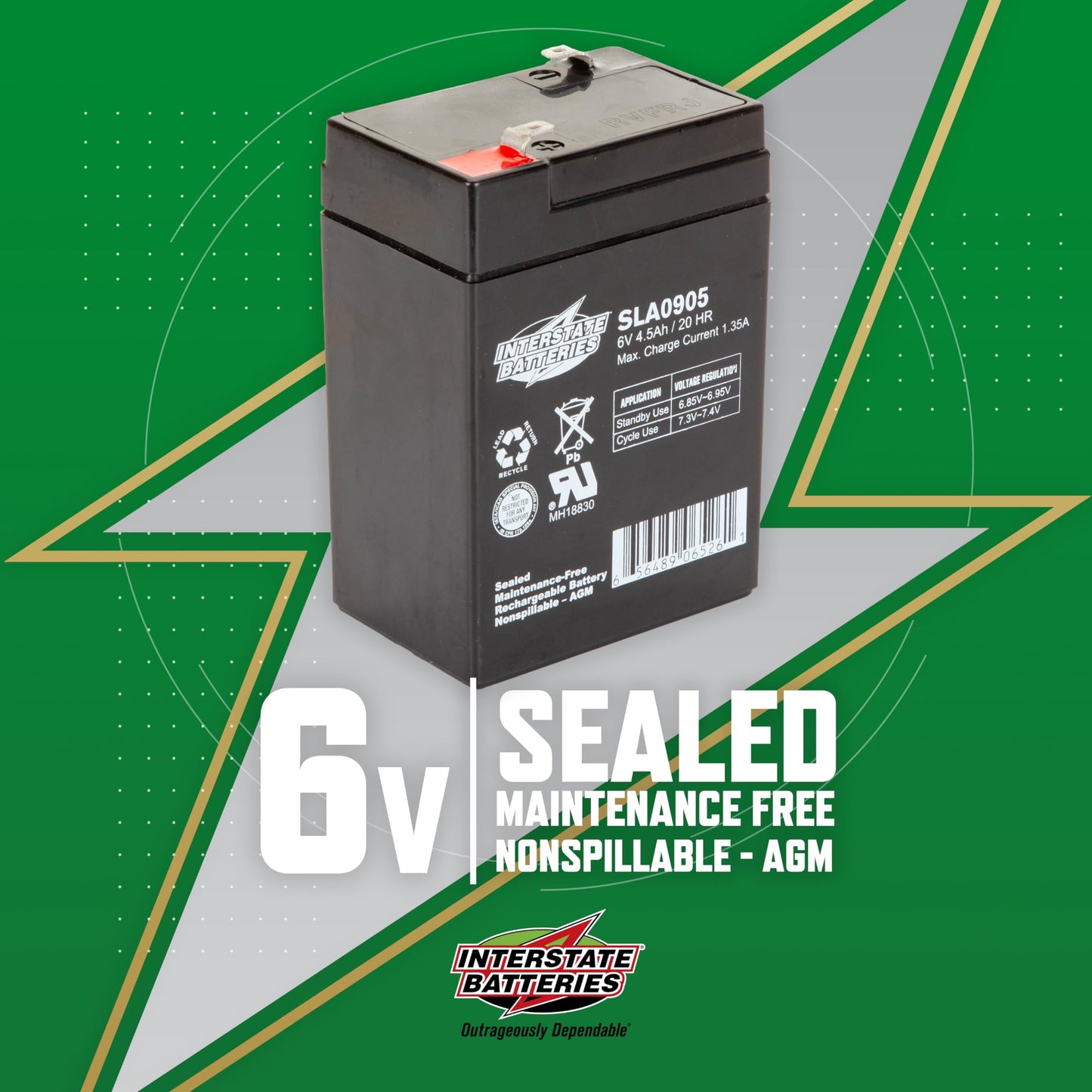 Interstate Batteries 6V 4.5Ah Battery (F1 Terminal) SLA AGM VRLA Rechargeable Replacement for Blood Pressure Monitors, Oxygen & Pulse Meters, Deer…