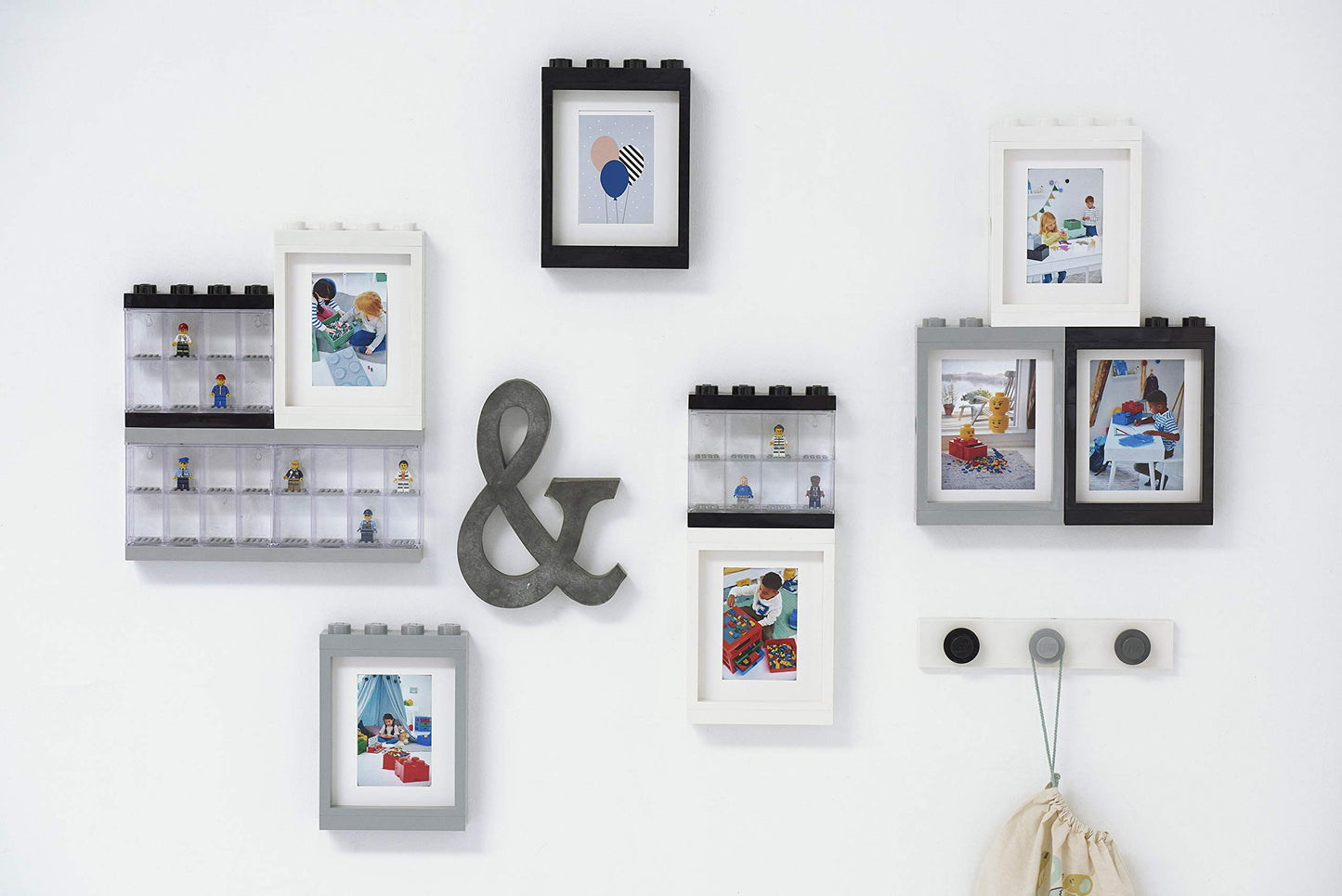 Room Copenhagen Lego Minifigure Display Case, Stackable Storage Container for Collectible Figurines, 8 Stud, Bright Blue