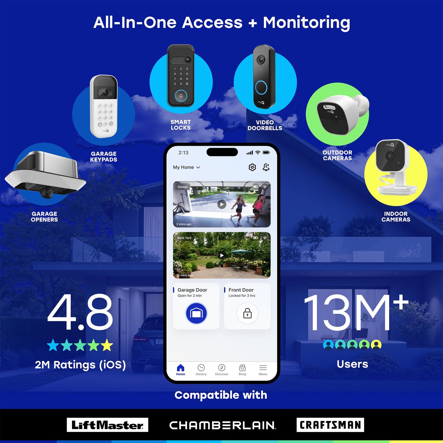myQ Indoor Plug-in Security Camera Gen 2 - 2K Smart Wi-Fi Camera with Night Vision, Baby and Pet Monitor, Motion Detection and Alerts, 2-Way Audio