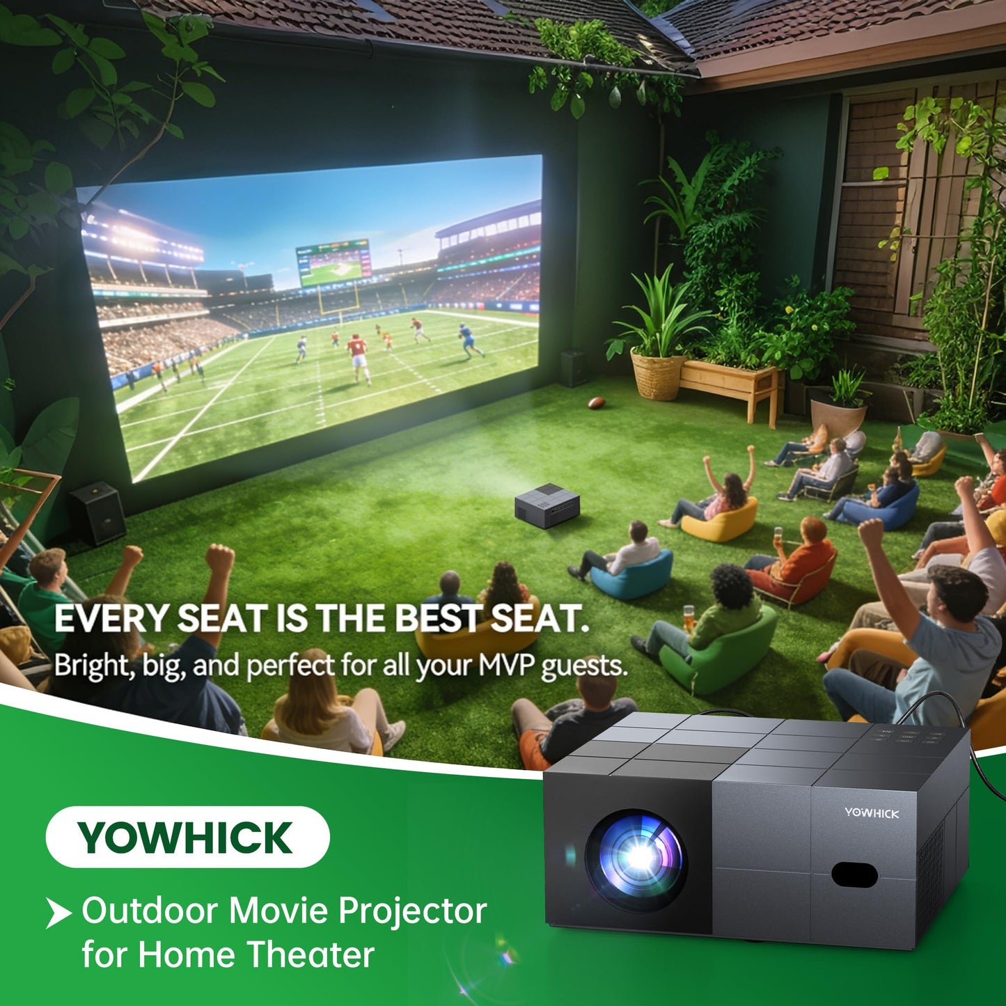 Projector with WiFi and Bluetooth - [High Brightness/Electric Focus]Outdoor Movie Projector ,Portable Smart Home Projector 1080P 4K Supported