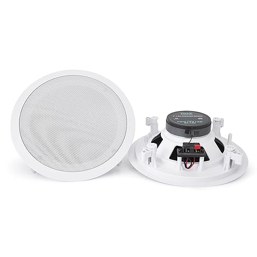 Pyle Pair Flush 8” Mount In-wall In-ceiling 2-Way Home Speaker System Spring Loaded Quick Connections Dual Polypropylene Cone Polymer Tweeter Stereo
