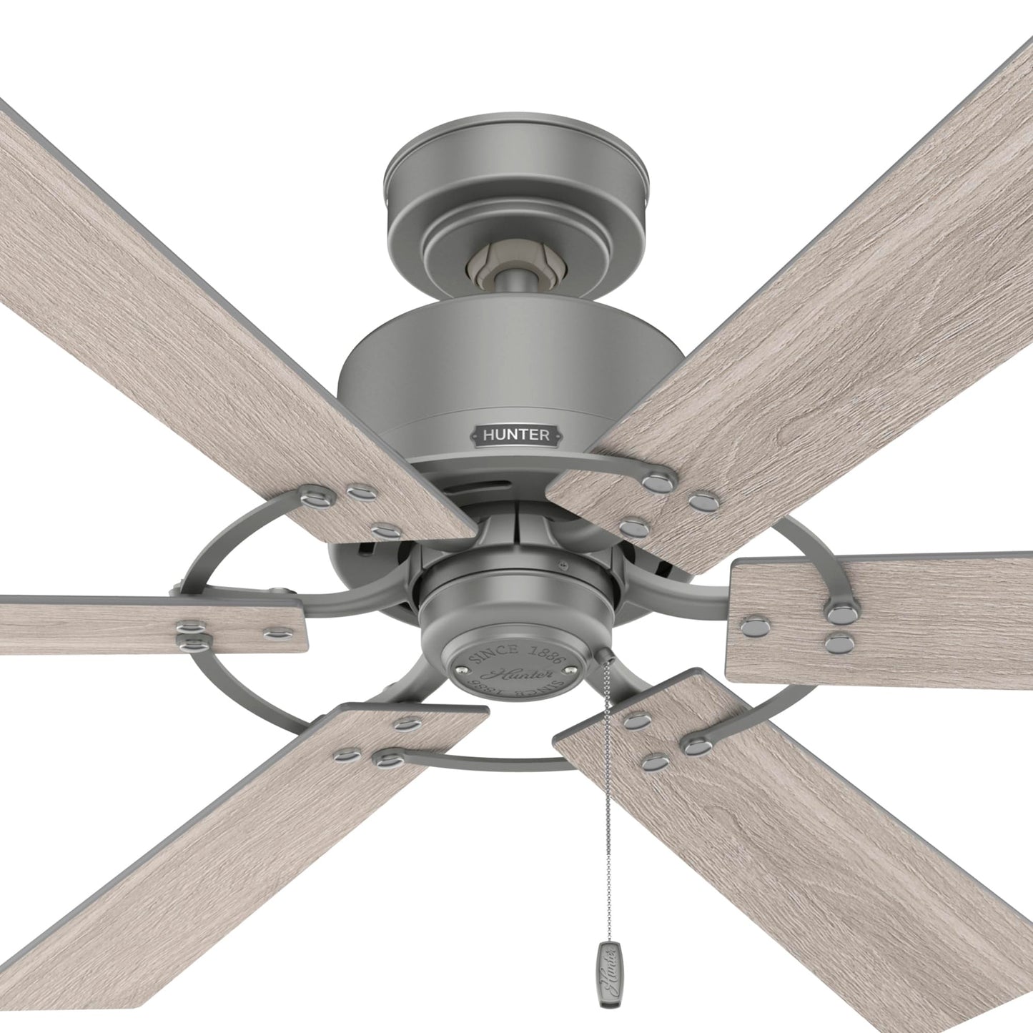 Hunter Fan 52 inch Casual Matte Silver Finish Indoor Ceiling Fan with 6 Blades and Pull Chain (Renewed)