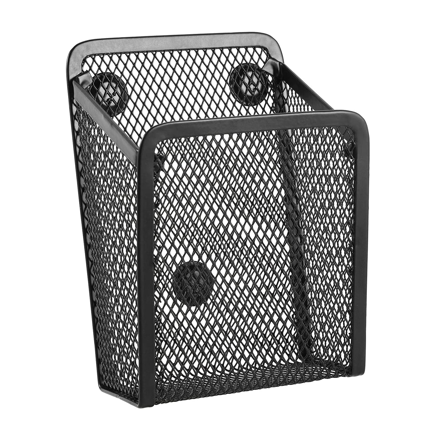 Sanpaint Magnetic Pencil Holder, 2 Compartments Mesh Stainless Steel Pen Basket, Metal Writing Utensil Storage Organizer