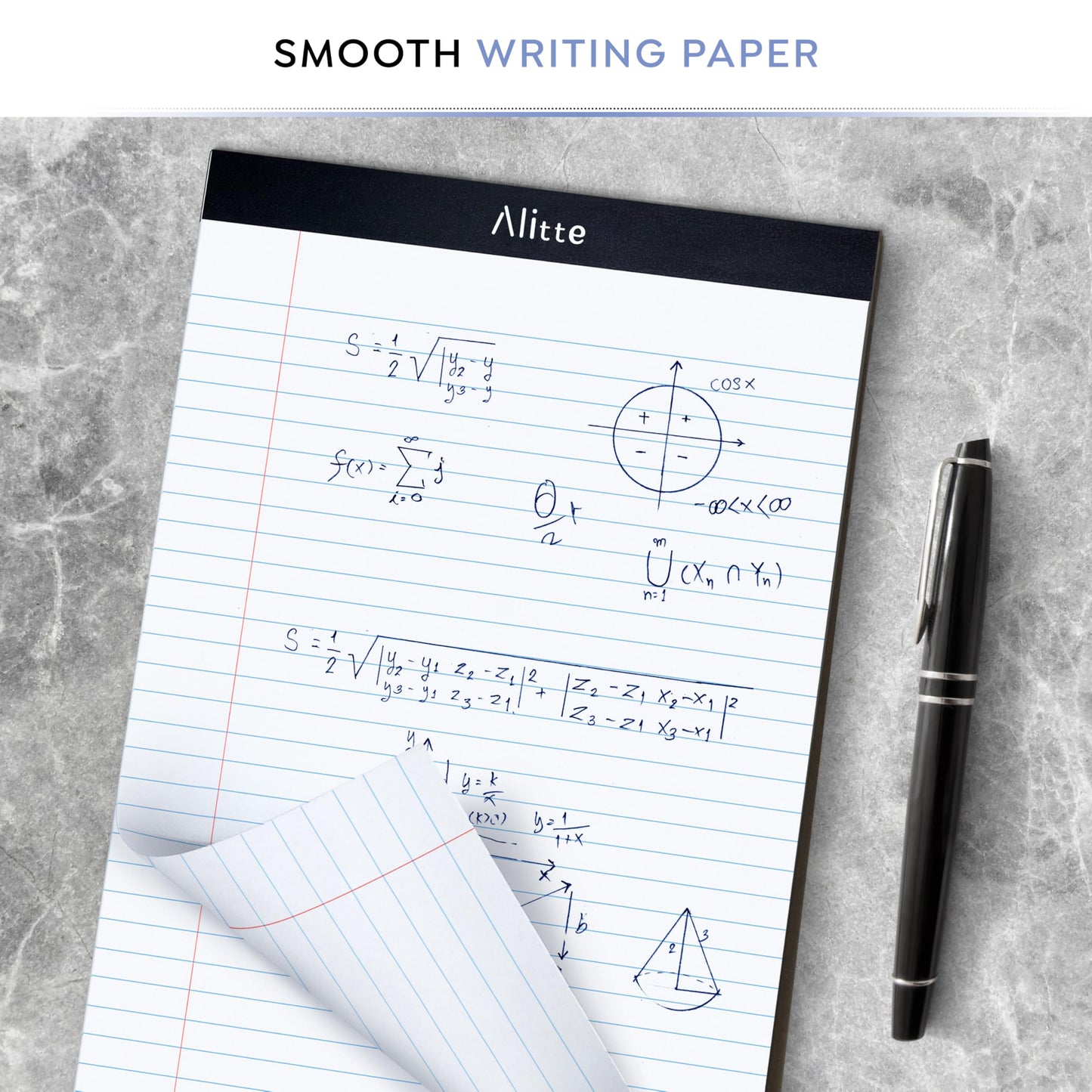 Alitte Legal Notepads 8.5 x 11, Pack of 3 - Perforated Wide Ruled Writing Pad - Premium Thick Paper, No Ink Bleeding - Blank Legal Pads For Home
