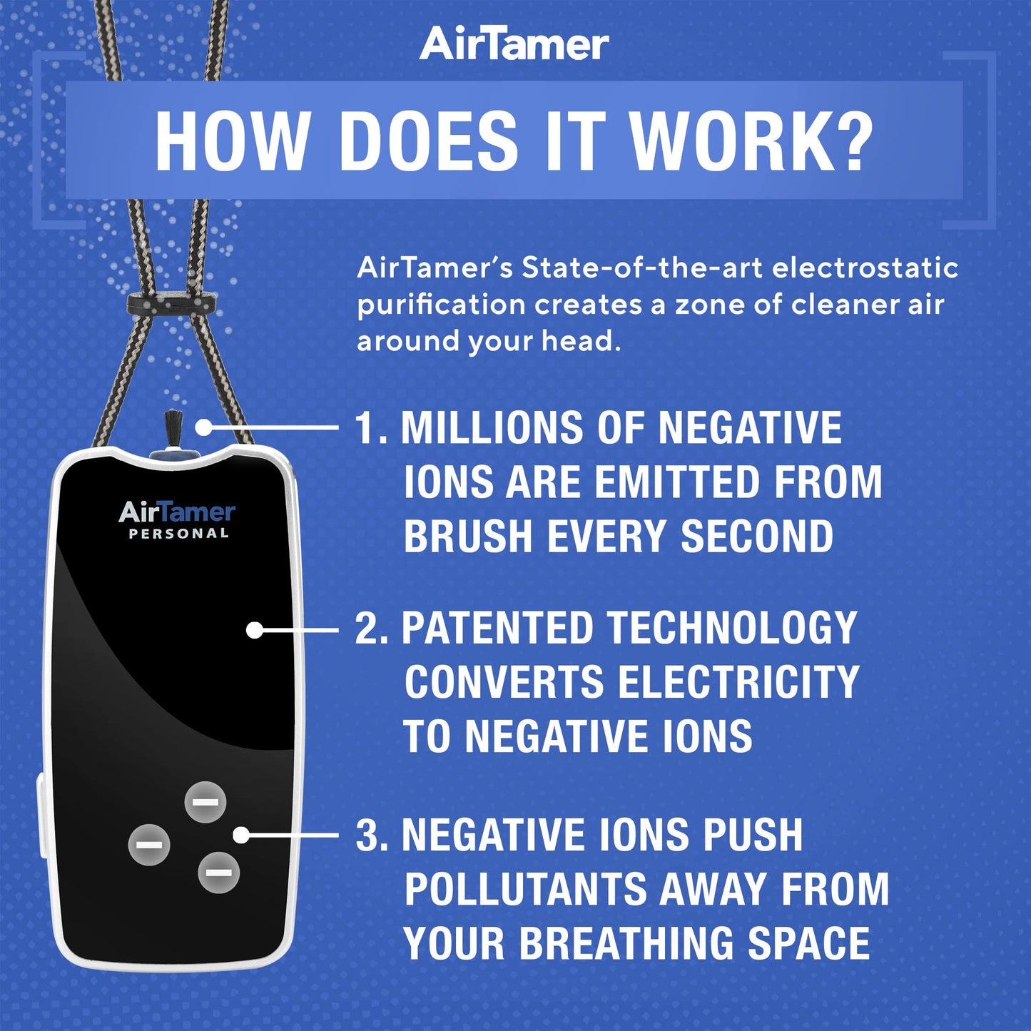 AirTamer A310PMB Personal Air Purifier Wearable Necklace