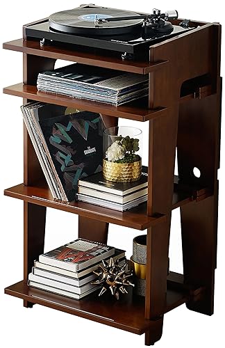 Crosley Furniture Soho Record Player Stand, Media Console with Vinyl Storage, Modern Home Organizer, Mahogany