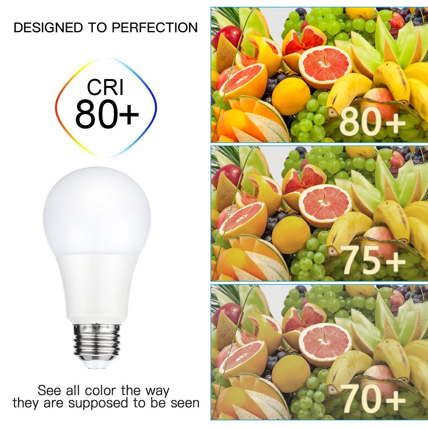 CTKcom A19 LED Light Bulbs 5W(4 Pack)- 40 Watt Equivalent 6000K Daylight White LED Light Bulbs E26/E27 Base,270 Degree Beam Angle for Home Dining Room