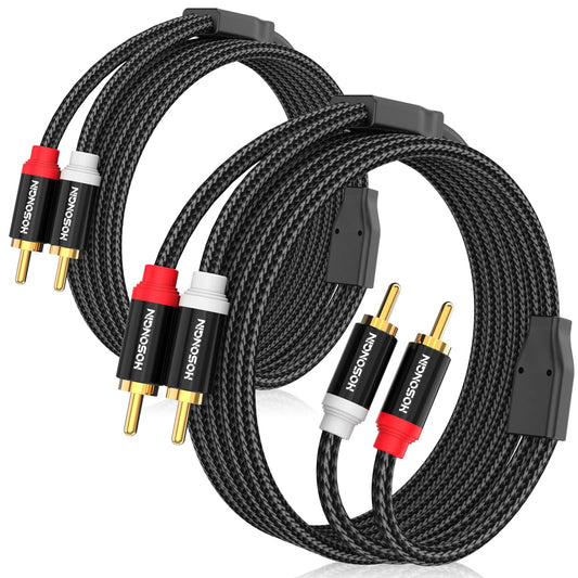 HOSONGIN RCA Cables 3.3ft 2 Pack[Hi-Fi Sound, Nylon Braided, Shielded], 2-Male to 2-Male RCA Audio Stereo Subwoofer Cable Auxiliary Cord for Home