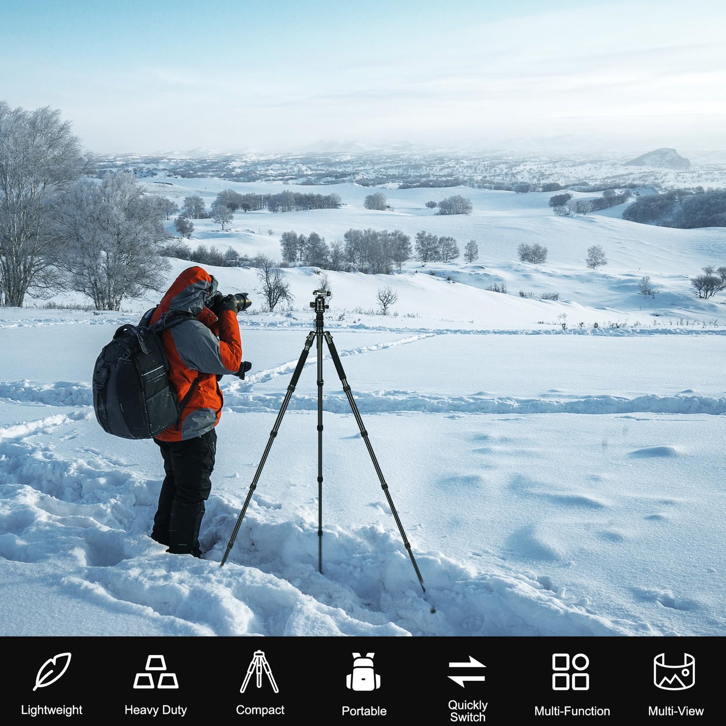 80/85 inches Heavy Duty Tripod for Camera and Phone, 85" Camera Monopod Tripods, DSLR Binoculars Spotting Scope Camcorders Video Tripod Stand, 360