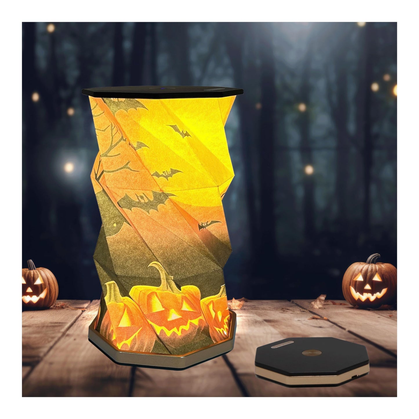 Halloween Gifts for Women Adults - Rechargeable Night Light - Table Decorations - Light Up Paper Lantern LED Lights - Spooky Candle Lantern