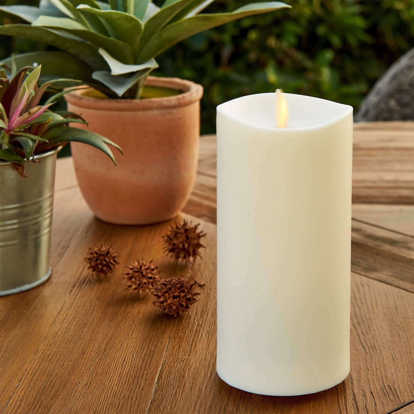Luminara Pearl Ivory Outdoor Flameless Candle 3.25" x 7", Separate Remote, Moving Flame Flickering Realistic LED Battery Operated Pillar Lights Decor