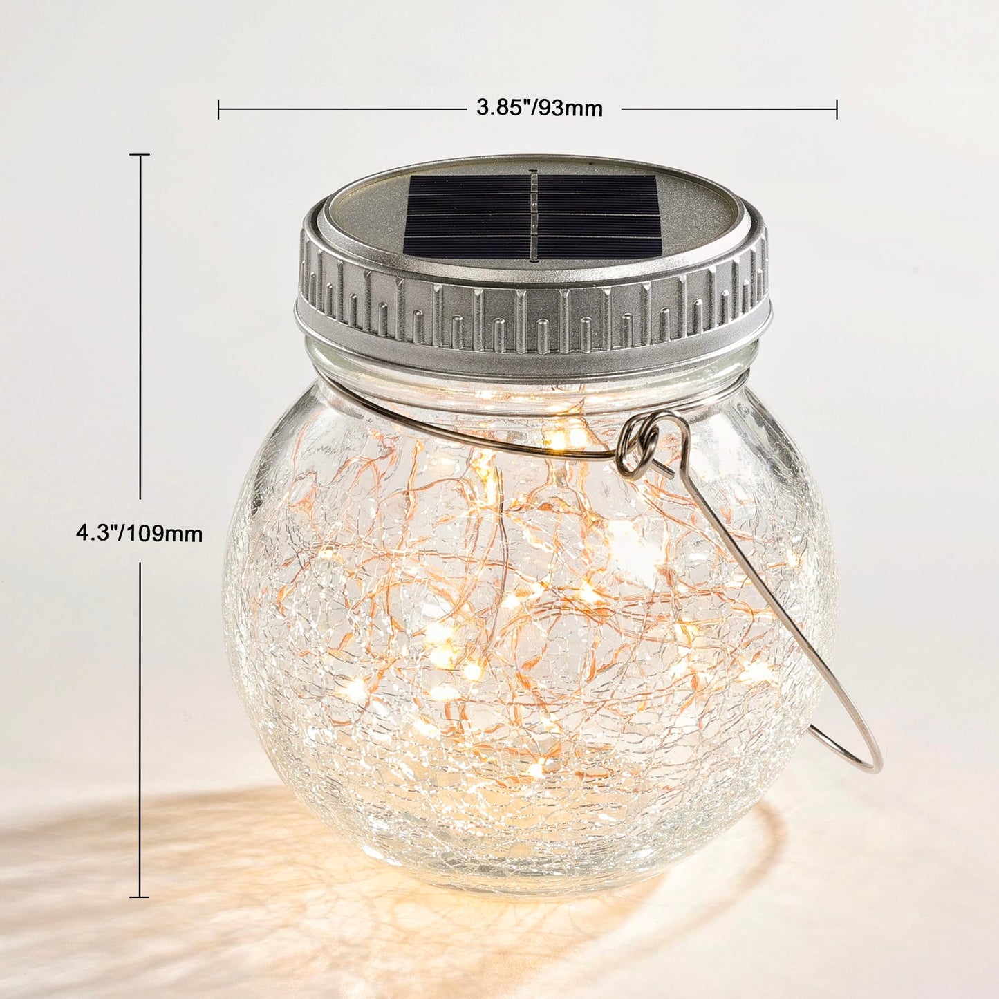 Cooo 12 Pack Crackle Glass Solar Lantern with 30 LED Firefly Lights- Waterproof Outdoor Hanging Lamp 215% Larger Solar Panel, Anti-Rust Lids