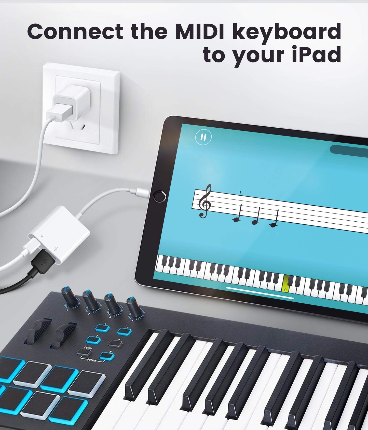 Fubiaofei USB Adapter for iPhone/iPad, LᎥghtnᎥng to USB Female OTG Adpater,USB3 to iPad Adapter with Charging Port,Supports FlashDrives,MIDI,SD Card…