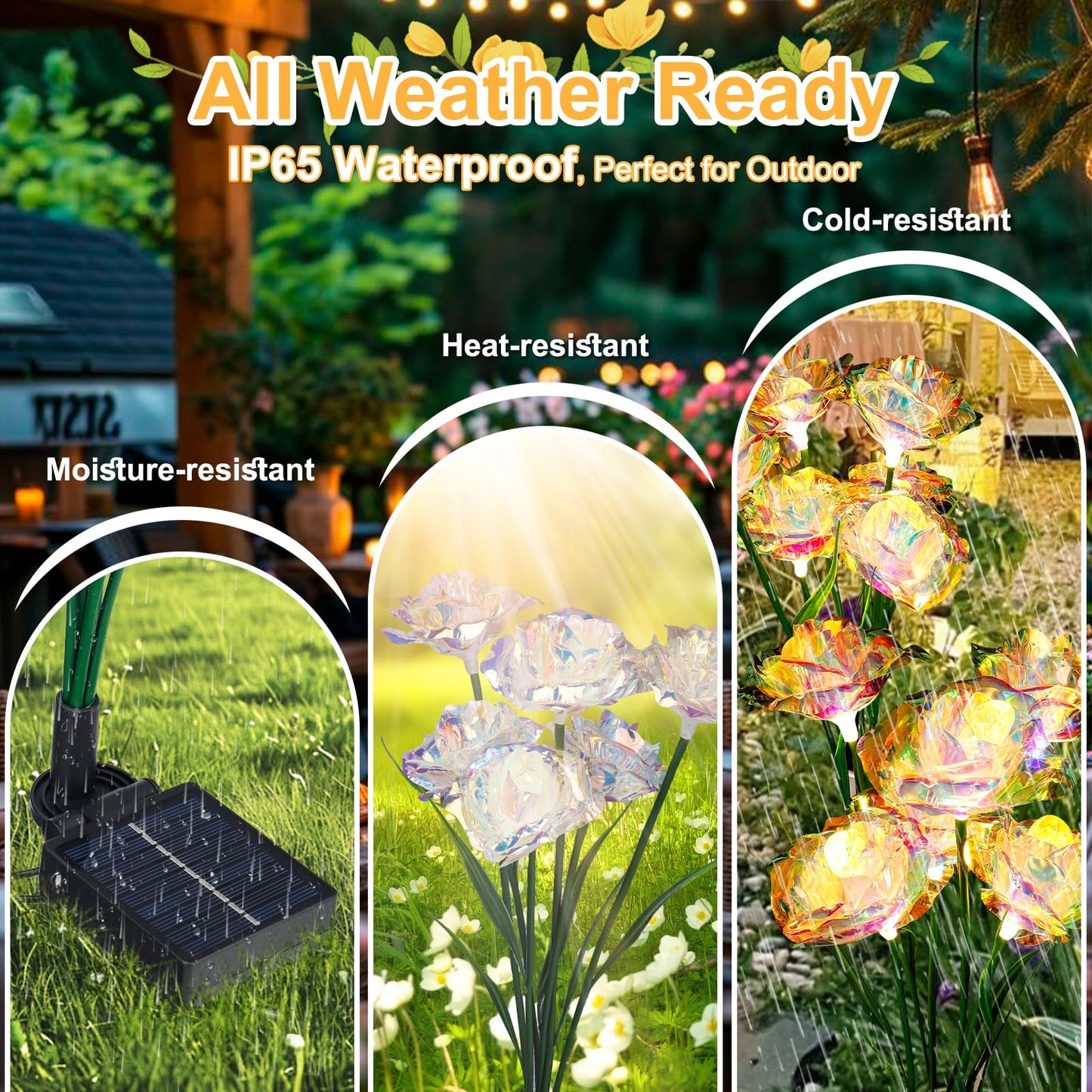 [24 Bigger Roses] Solar Garden Lights Outdoor, Birthday Gifts for Mom Women Preserved Flowers Solar Light, IP65 Waterproof Garden Decoration