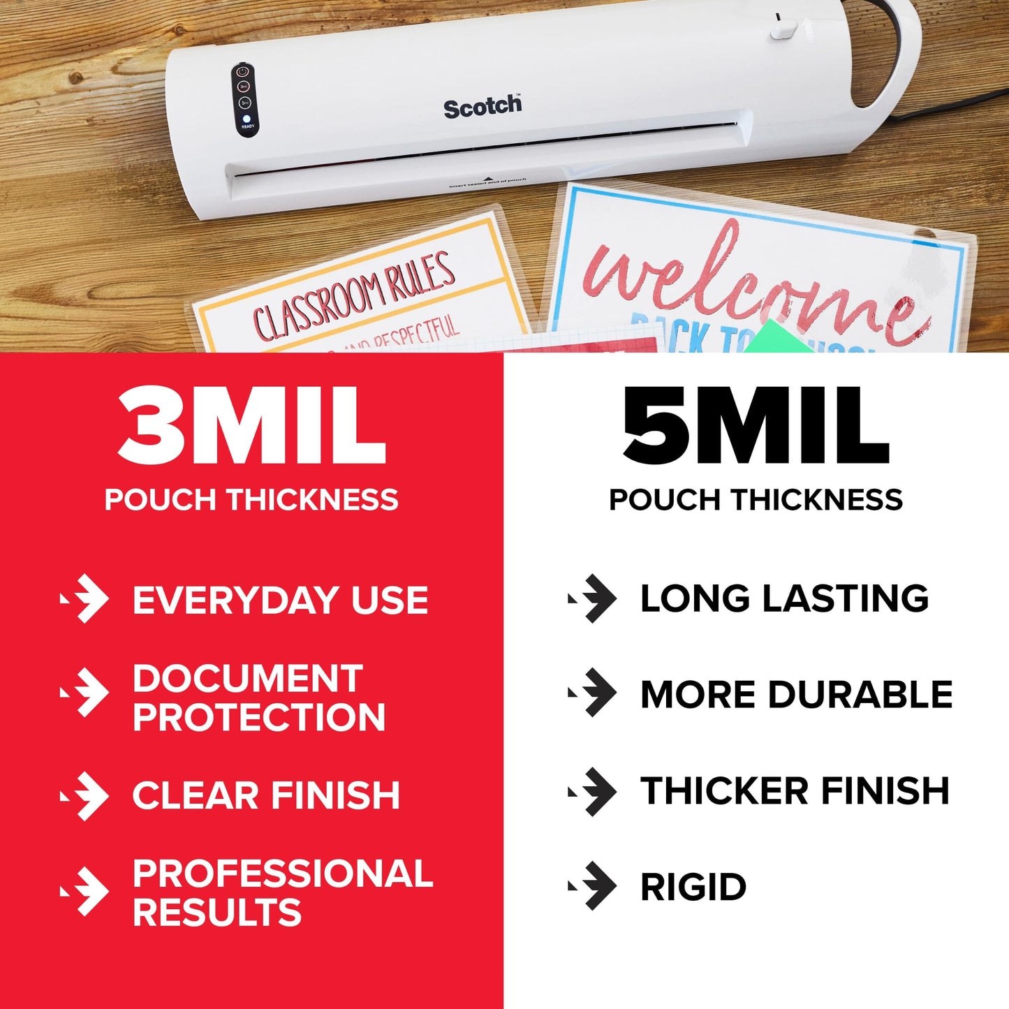 Scotch Matte Thermal Laminating Pouches, Ultra Clear with Matte Finish, Letter Size 8.9 in x 11.4 in, 20-Pack