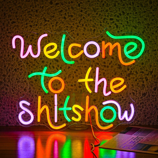 JLEWUINH Welcome To The Show Neon Sign USB Powered Individual Fashion Decor Neon Sign Dimmable Multicolored Neon Light for Wall Decor Led Light Up