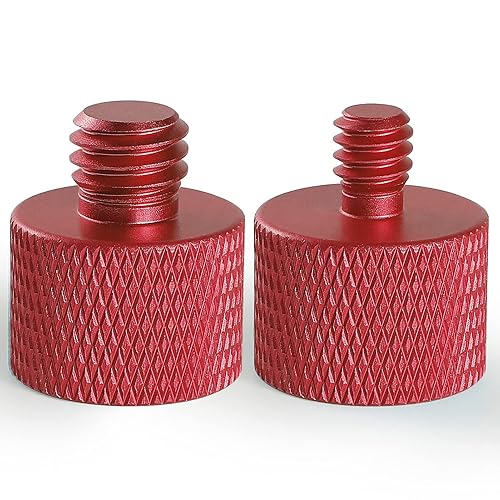 Frgyee Mic Adapter 5/8 to 1/4 & 3/8 Adapter Set for Microphone Stand to Tripod & Camera (Red)