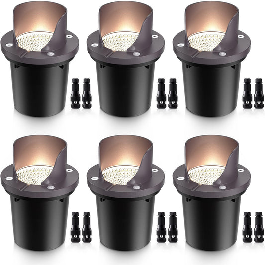 SUNVIE 12W Low Voltage Landscape Lights Waterproof Outdoor In-Ground Lights Shielded LED Well Lights 12V-24V Warm White Landscape Lighting for Pathway