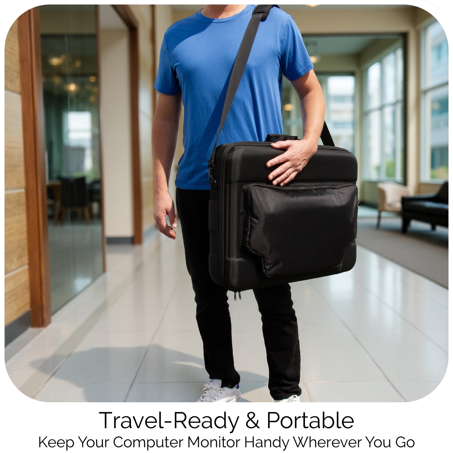 CASEMATIX Protective Carrying Case Compatible with LG StanbyME 2 27-Inch Portable Touchscreen Monitor - Travel Case with Strap and Padded Foam