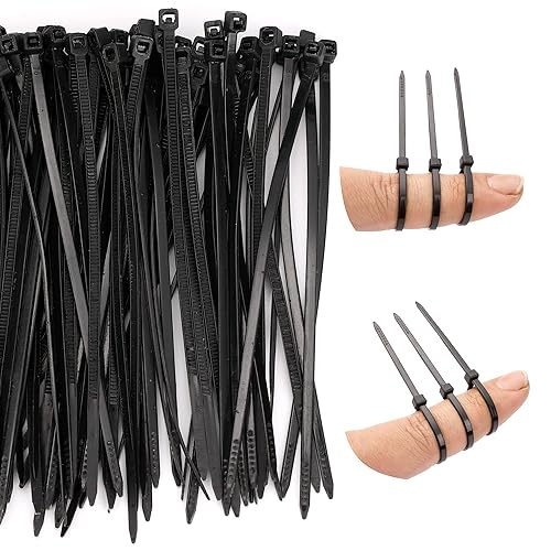 CNAM 4” Black Zip Ties, 500 Pack, 20lb Strength, UV Resistant Small Nylon Cable Ties, Self-Locking 4 Inch Tie Wraps for Indoor and Outdoor, 4? 500PCS