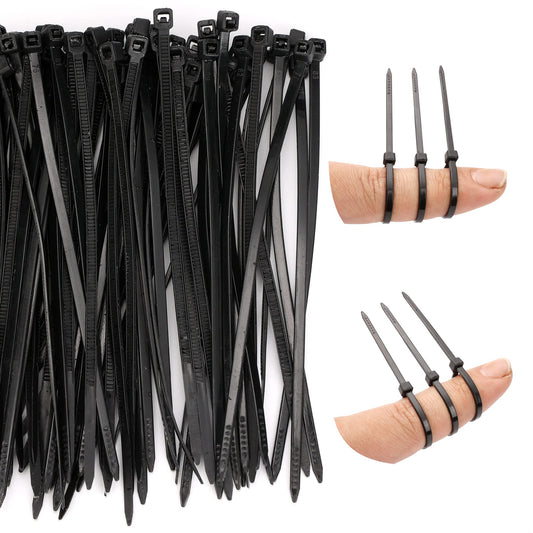 CNAM 4” Black Zip Ties, 500 Pack, 20lb Strength, UV Resistant Small Nylon Cable Ties, Self-Locking 4 Inch Tie Wraps for Indoor and Outdoor, 4? 500PCS