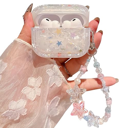 PHOEACC for AirPod Pro 3 Case 2025 Cute Dream Shell Pearl Shockproof Protective Cover with Strap Keychain Compatible for AirPods Pro 3rd Generation