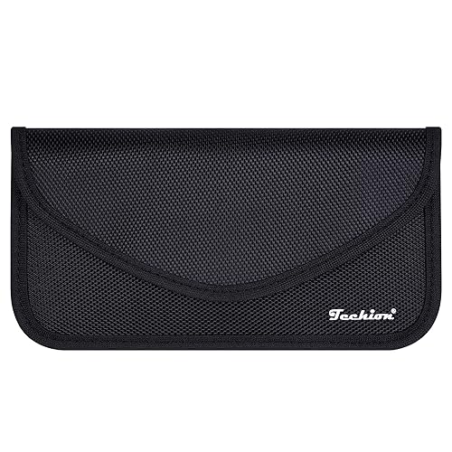 Techion Signal Blocking Bag, RFID Faraday Bag Shield Pouch Wallet Case for Cell Phone and Car Key FOB, Privacy Protection, Anti-Hacking - Black