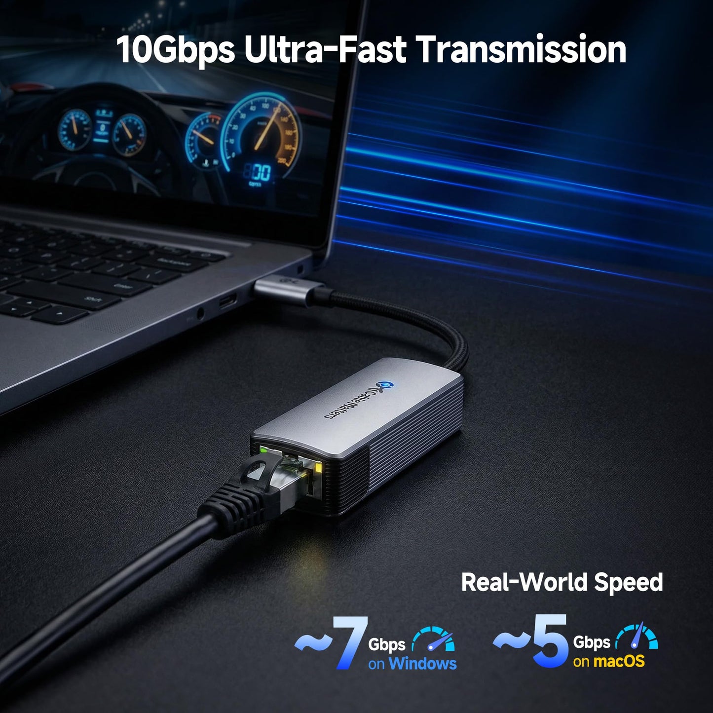 Cable Matters USB C to 10Gb Ethernet Adapter, Low-Heat and Silent