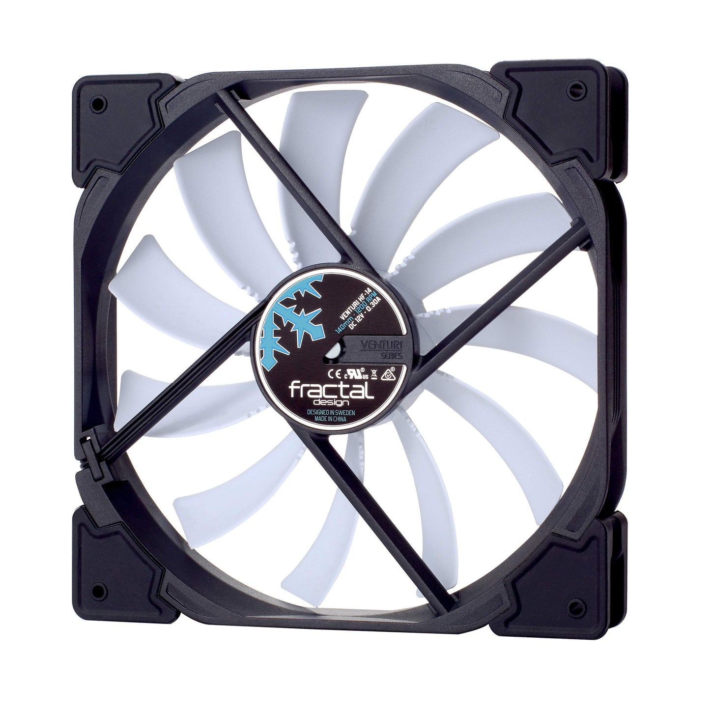 Fractal Design Venturi HF-14 White - Computer Fan - Silent Fan - High Airflow - Long Life Time - FDB-Bearings - Aerodynamically Shaped Struts- 12v