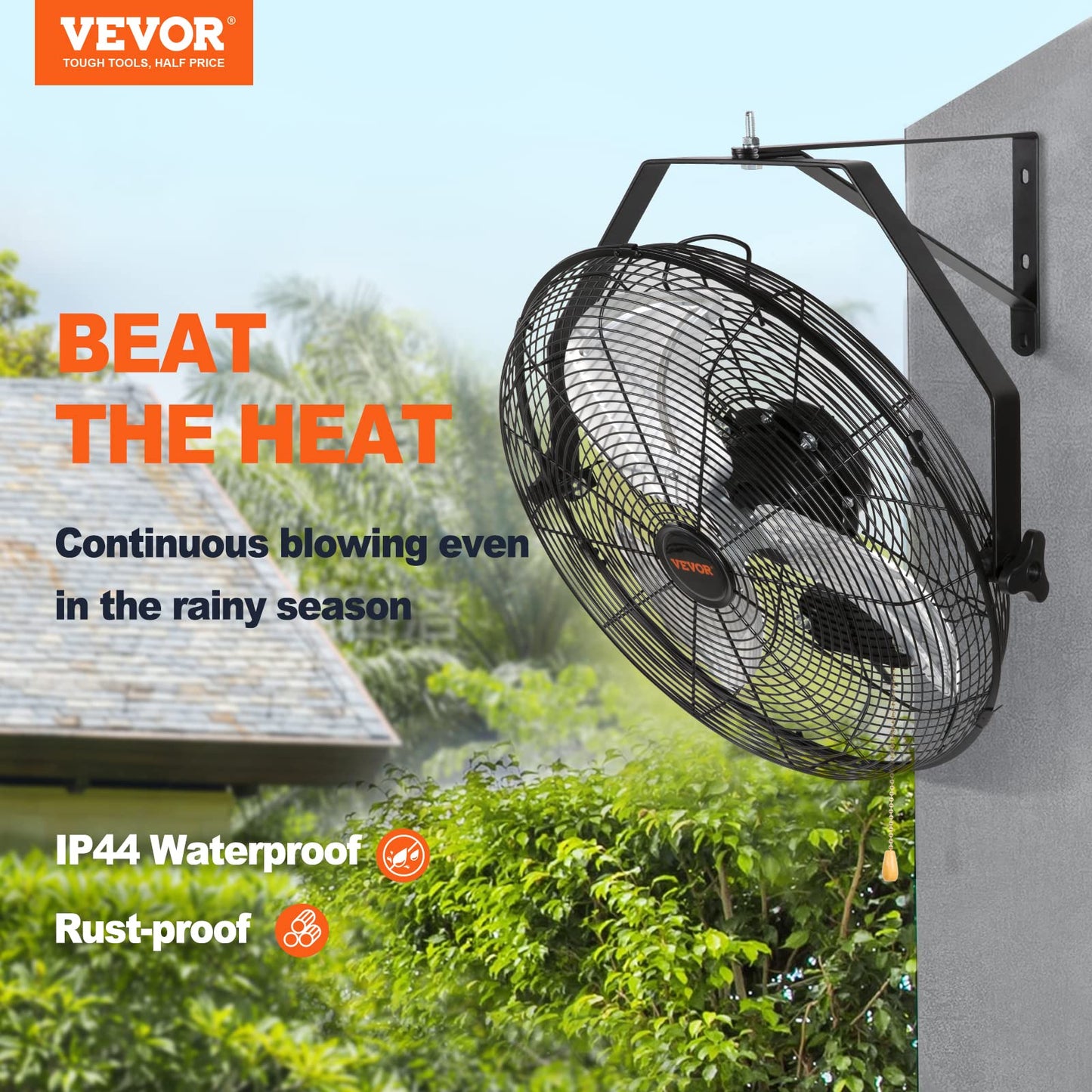 VEVOR Wall Mount Fan, 18 Inch 4150 CFM, 3-speed Wall Mounted Metal Fan