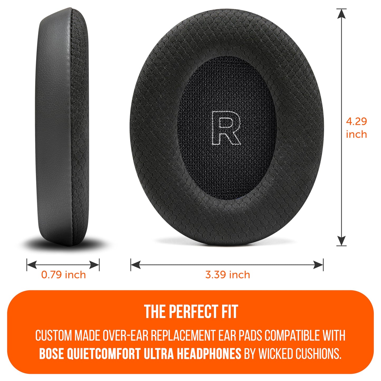 WC Freeze QC Ultra - Cooling Gel Replacement Earpads Compatible with Bose QuietComfort Ultra Gen 1 & Gen 2 by Wicked Cushions | Breathable Fabric