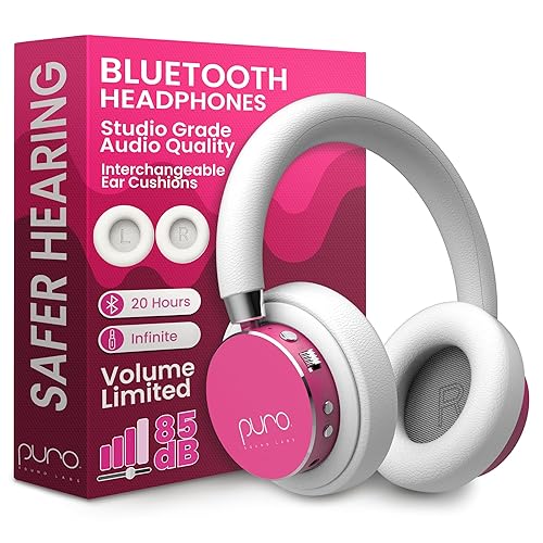 Puro Sound Labs Kids Wireless Headphones - Volume-Limiting 85dB, Built-In Mic, Studio-Grade Sound, 20-Hour Battery Life, Comfortable Fit & Easy…