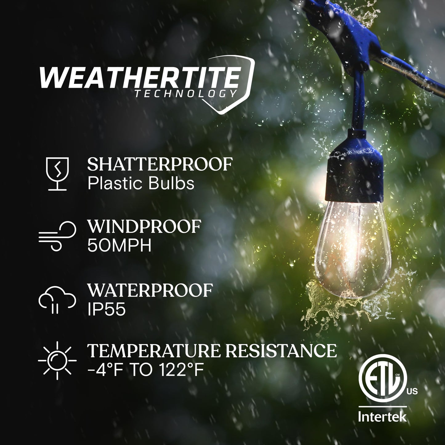 Brightech Ambience Pro 27 Ft Solar Powered Outdoor String Lights - Commercial Grade Waterproof Patio Lights with Edison Globes, Shatterproof LED
