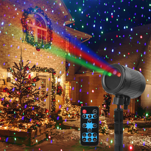 Regras Laser Christmas Projector Lights Outdoor,3-Color (RGB) Wide Coverage Holiday Projector Lights with Timer and Memory Function,IP65 Waterproof