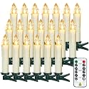 Sanmli 20PCS LED Christmas Tree Candle Lights with Remote and Timer, Battery Operated Flameless Candles Warm White Flickering, Outdoor Waterproof