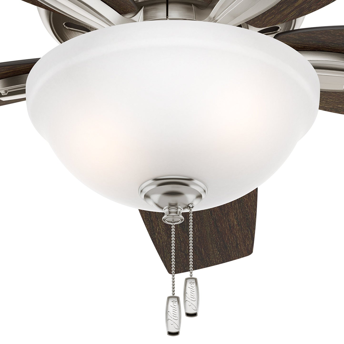 Hunter Fan 42" Hugger Ceiling Fan in Brushed Nickel with Cased White Glass Light Kit, 5 Blade (Renewed)