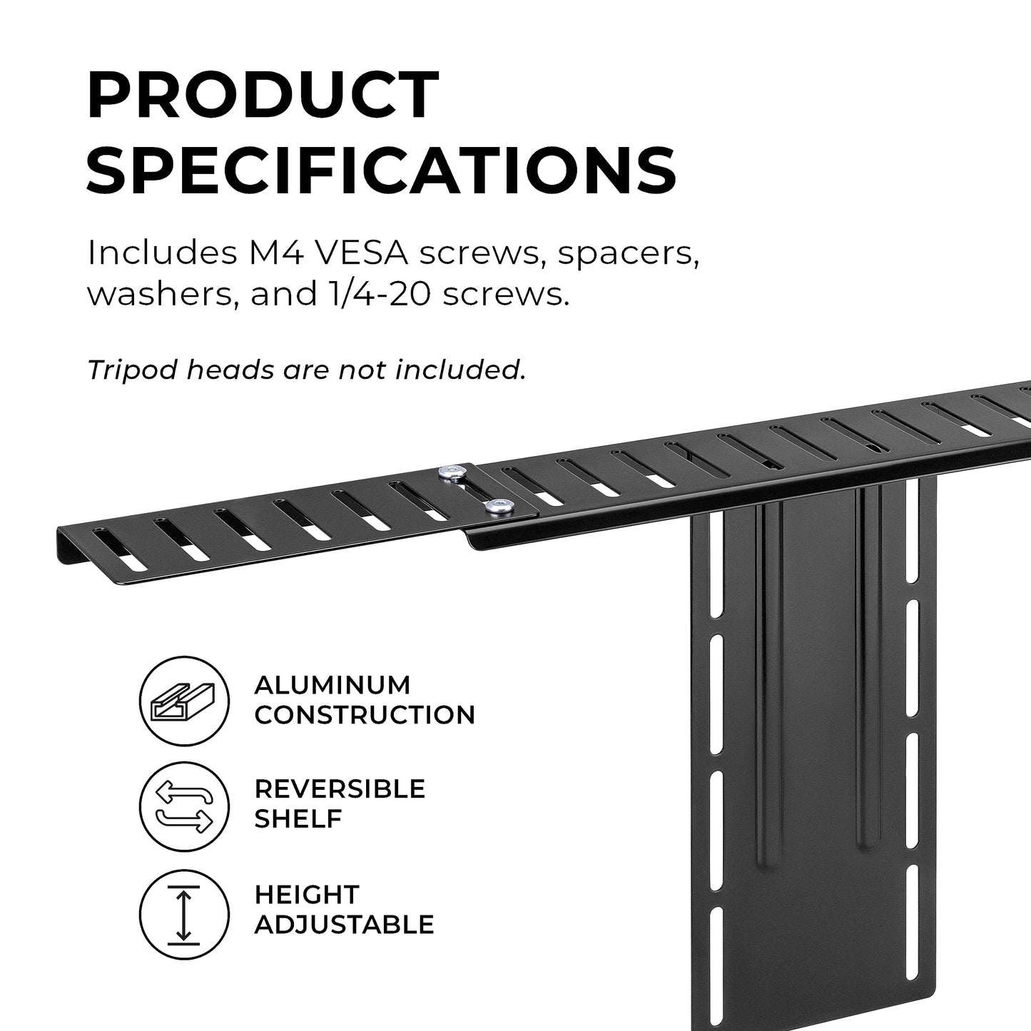 HumanCentric DSLR Monitor Mount Extra Large, Desk Camera Mounting, Light Webcam, Microphone Shelf for Monitor VESA Arm, Replace Clamp Tripods