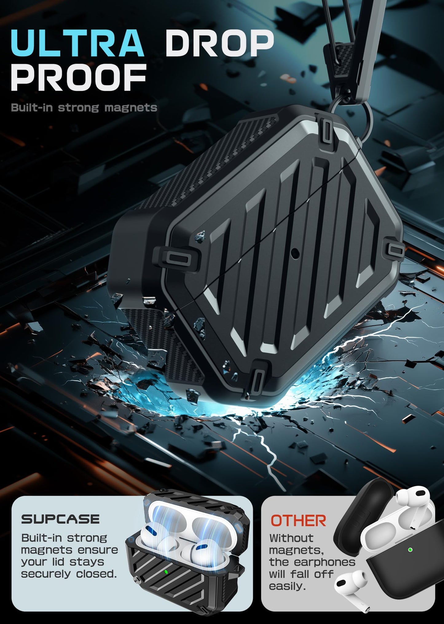 SUPCASE for AirPods Pro 2nd/1st Generation Case with Clean Pen & Carabiner (Unicorn Beetle Mag), [Military-Grade Protection] [Compatible with MagSafe]