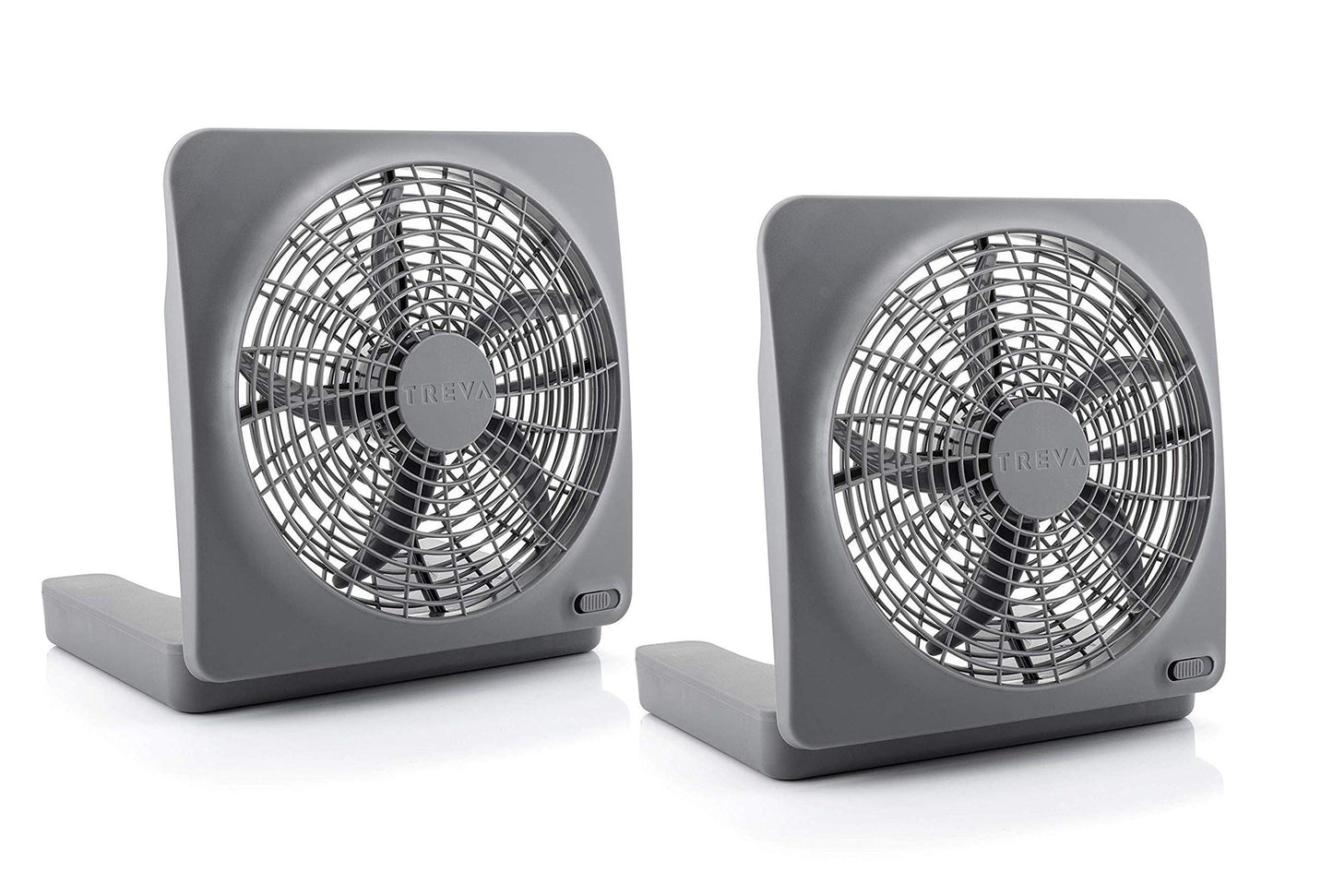 O2COOL Treva 10 Inch Portable Desktop Air Circulation Battery Powered Fan | 2 Speed Control, Compact Folding and Tilt Design w/ AC Adapter ( 2 PACK )
