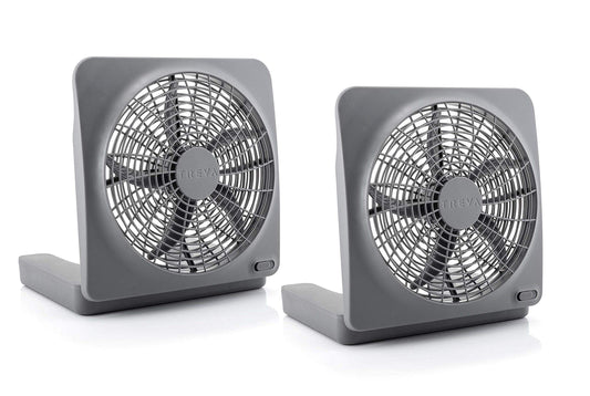 O2COOL Treva 10 Inch Portable Desktop Air Circulation Battery Powered Fan | 2 Speed Control, Compact Folding and Tilt Design w/ AC Adapter ( 2 PACK )
