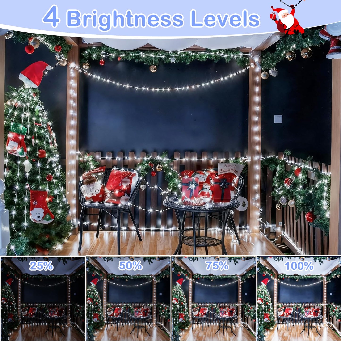 Decute 300Led 99FT Silver Wire Christmas Fairy String Lights Dimmable with Remote Control Starry Lights with UL Cerficated Decorative for Party