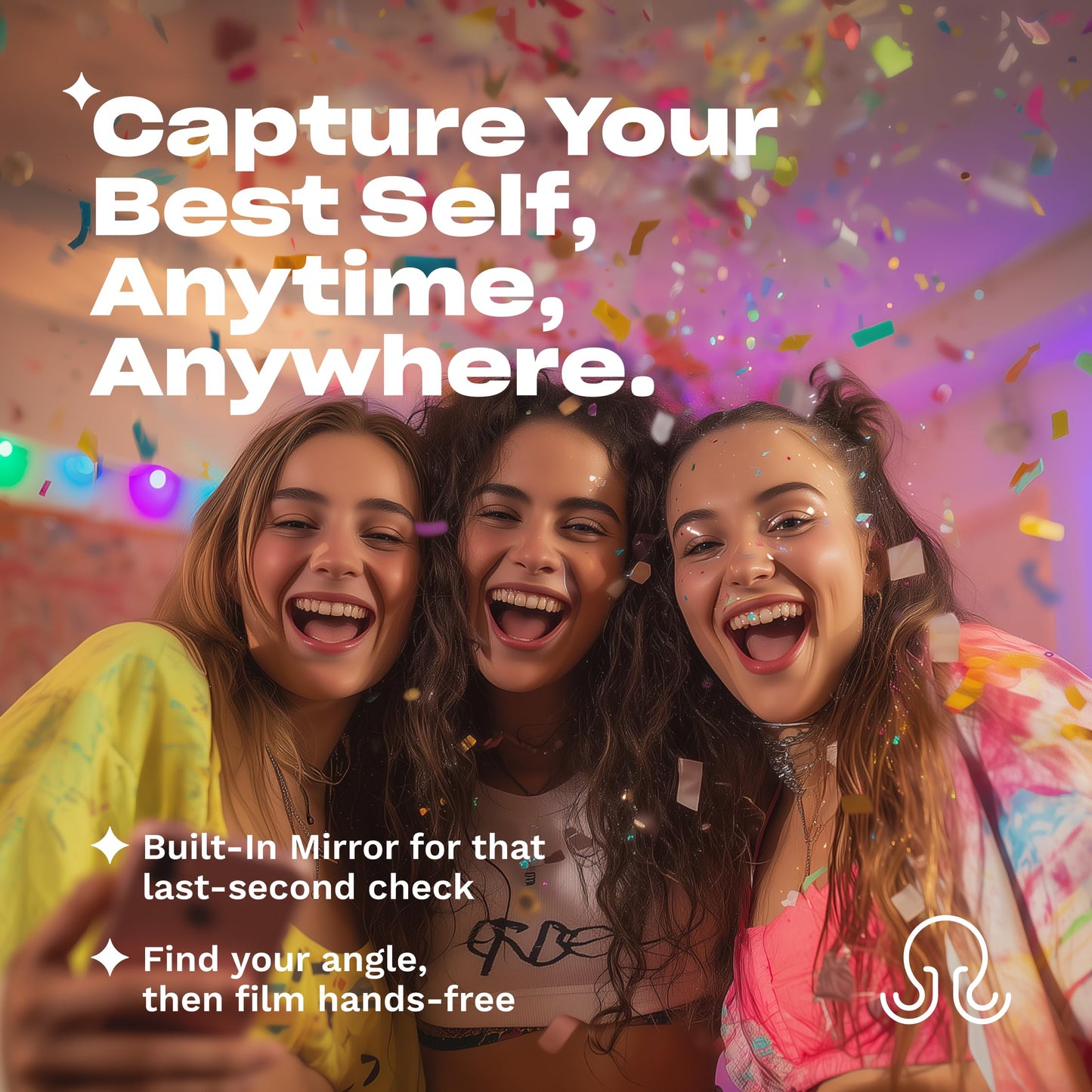 OCTOBUDDY Mirror - OG Suction Cup Phone Mount - Silicone Suction Grip Mobile Holder with Built-in Mirror - Hands-Free Selfies and Videos - Content