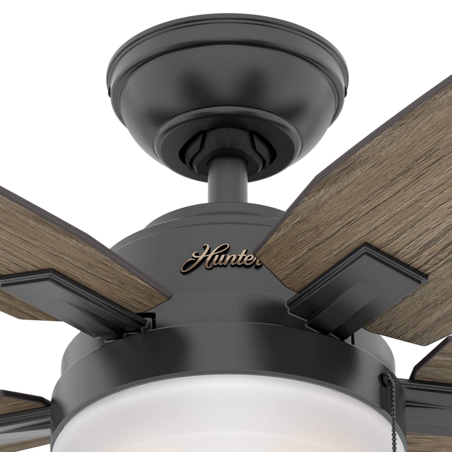 Hunter Fan 46 inch Contemporary Matte Black Indoor Ceiling Fan with Light Kit (Renewed)