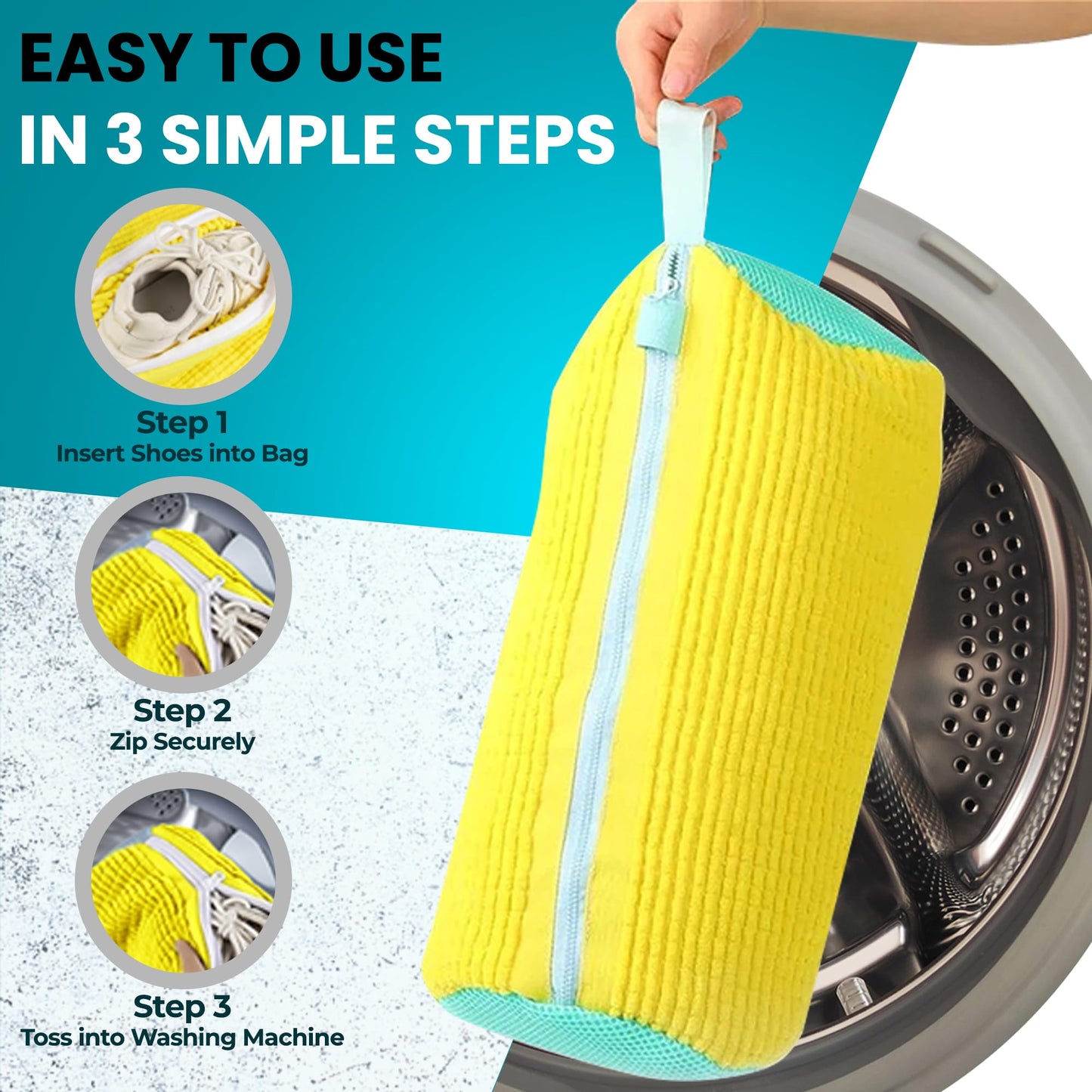 DASZERX 2-Pack Shoe Washing Bags – Reusable 360° Wrap for Washing Machine & Dryer, Protect Sneakers, Boots & Delicate Footwear