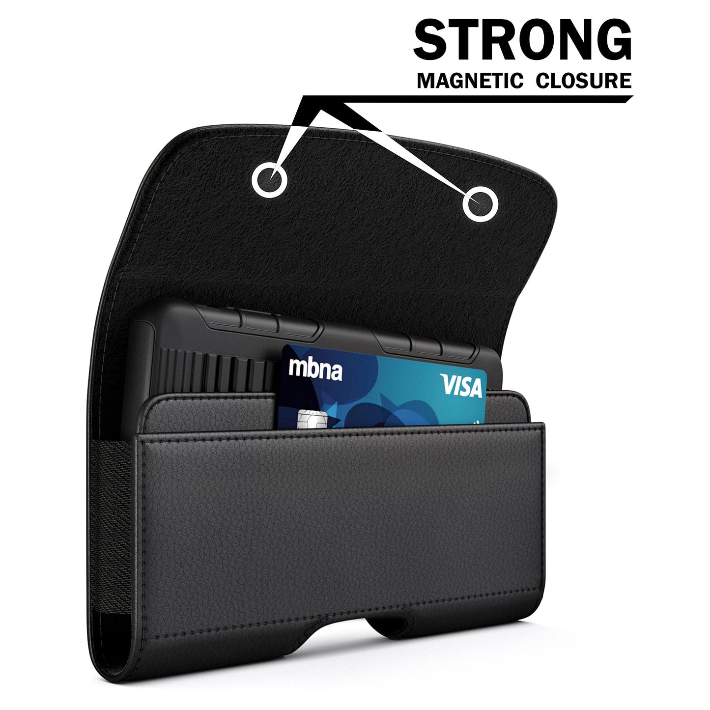 PiTau Holster for iPhone Pro Max & Plus 17 16, 15, 14, 13, 12, 11, 8, 7, 6, XS Max, Men's Cell Phone Case with Belt Clip ID Card Holder for Samsung