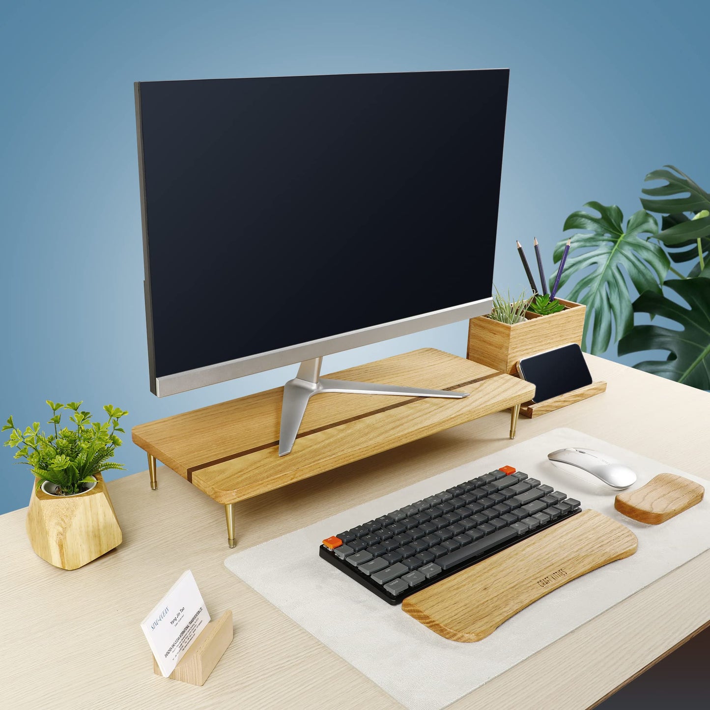 Monitor Stand Wood Riser for iMac Laptop Computer Monitor - A Sturdy Computer Stand to Elevate Your Screen and Reduce Eye Strain and Maintain Body