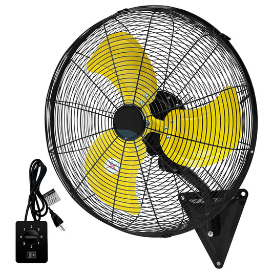 20" Industrial Wall Mount Fan, High Velocity 7100 CFM Metal Fan with 3 Speed Control, Adjustable Tilt , Heavy Duty Cooling Oscillating Fans