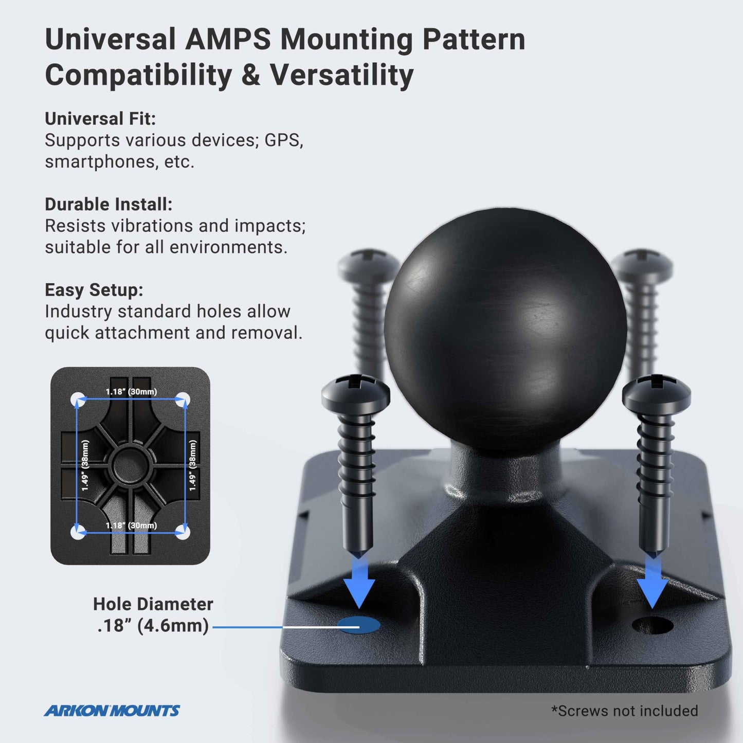 ARKON Mounts - Car Phone Holder | Secure Grip | Heavy Duty | Drill Base Car Phone Mount | Spring-loaded holder expands up to 7.25 inches | For iPhone